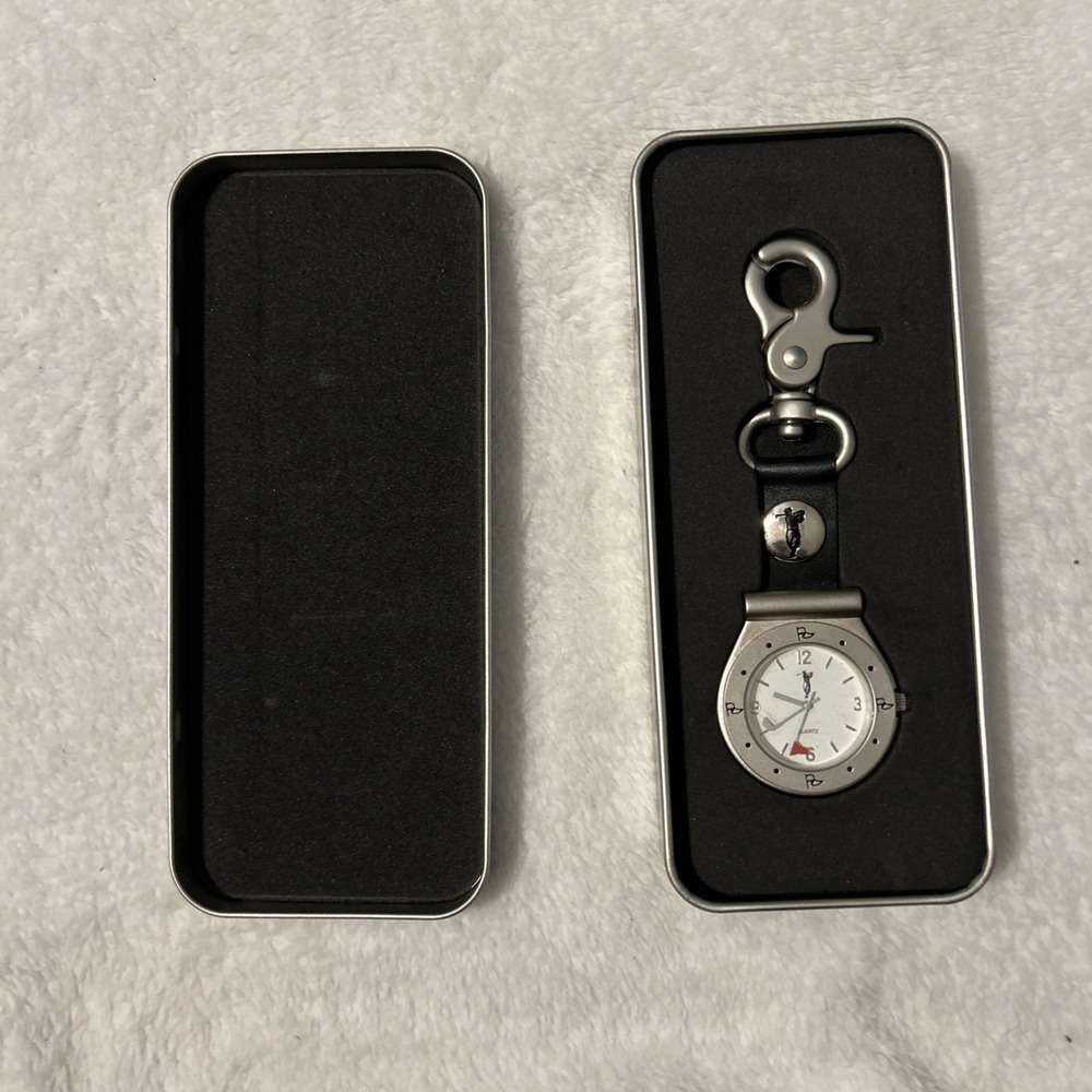 ProActive Sports Golf Pocket Watch Quartz Clip Keychain Golfer w/ Tin